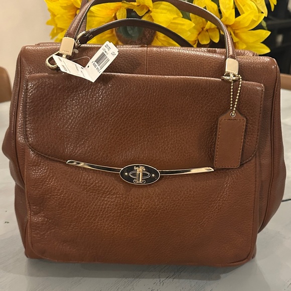 Coach Handbags - Coach Tan Leather Satchel with Gold Accents